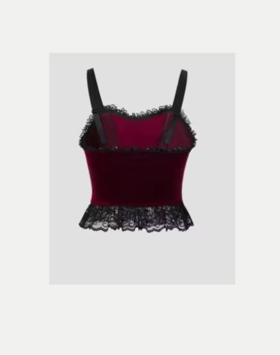 Gothic top Y2K stijl backless donkerrood
