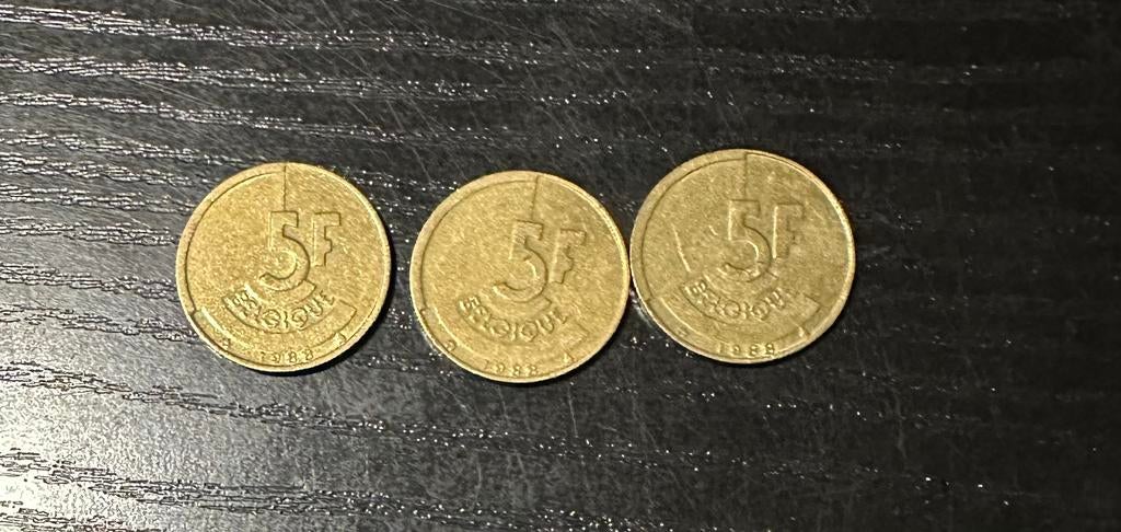Belgische 5 Franc muntjes, Postzegels en Munten, Munten | België, Ophalen, Brons, Setje