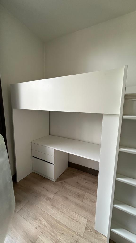 Hoogslaper met bureau en kleerkast 90 x 200, Ophalen, Zo goed als nieuw, Hoogslaper