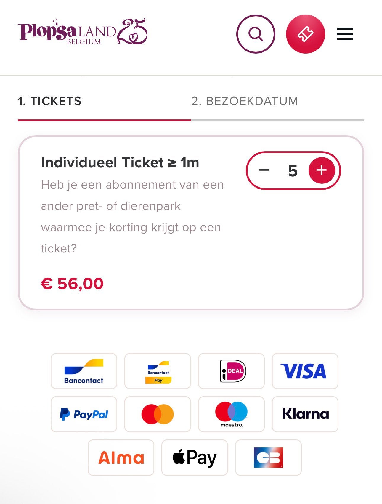 Tickets Plopsaland te koop, Trois personnes ou plus, Autres, Parc d'attractions