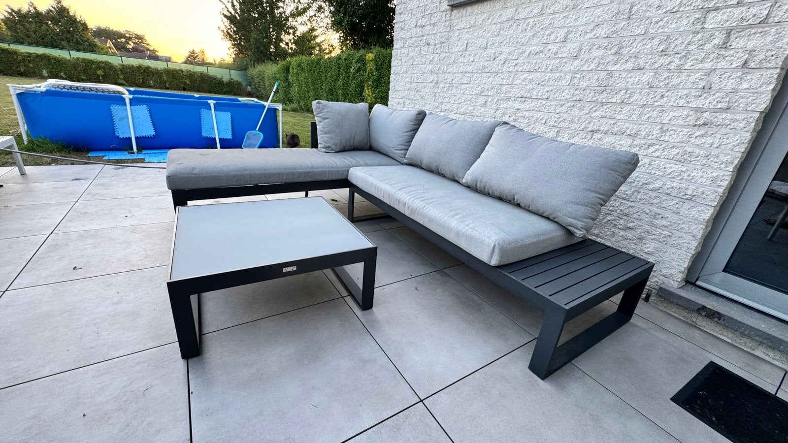 Vinci loungeset 3 persoons met longchair en tafeltje, Tuin en Terras, Ophalen, Gebruikt, 3 zitplaatsen, Aluminium