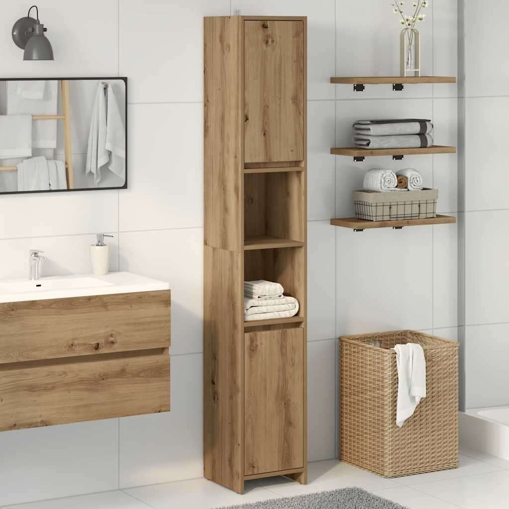 Armoire de salle de bain chêne artisanal 30x30x183,5 cm, Enlèvement, Neuf