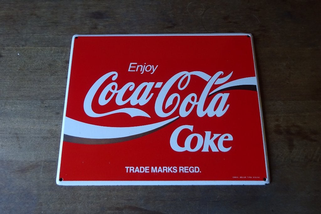 Origineel Coca-Cola emaille bord uit 1991, Verzamelen, Ophalen, Gebruikt, Reclamebord
