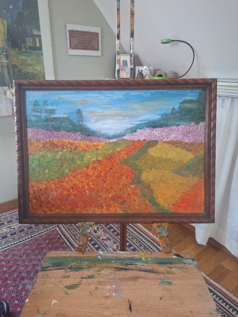 Schilderij olie op doek: Zomer, Doek, Origineel werk, Expressionistisch, Ophalen of Verzenden