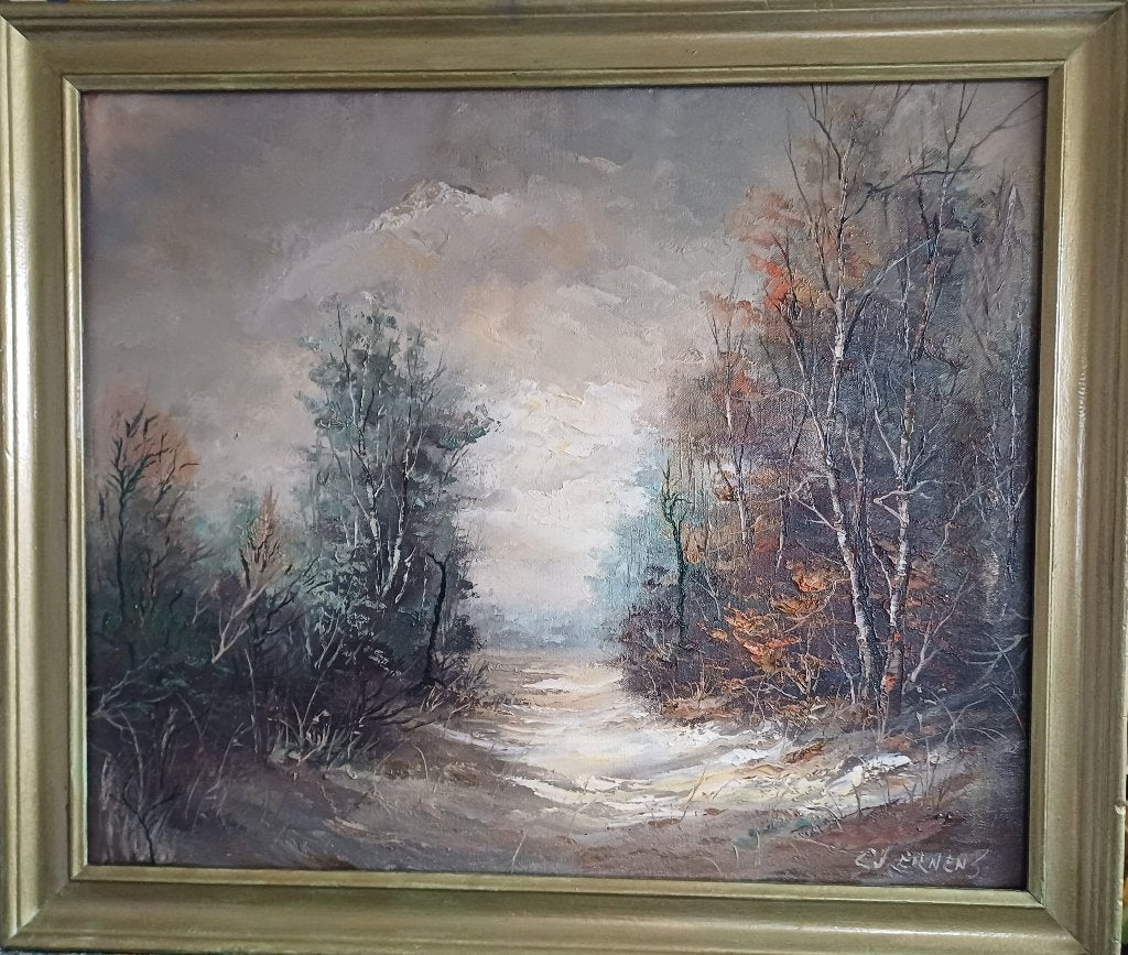 Schilderij olieverf, G. J. Ernens, ingelijst, Ophalen