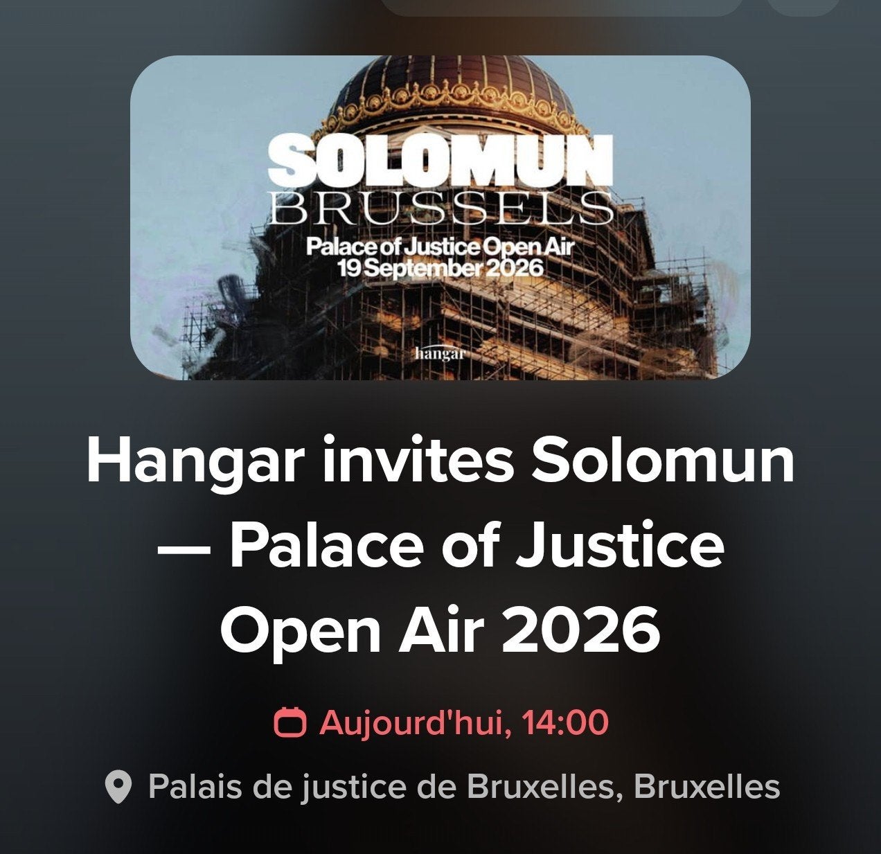 1 billet Hangar Salomum 19/9, Tickets & Billets