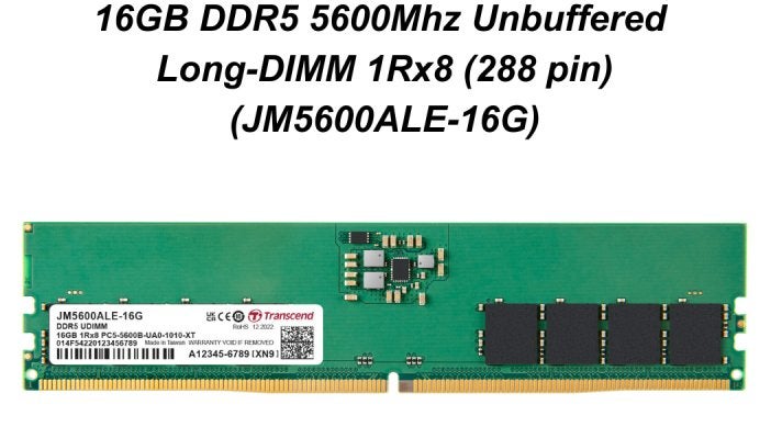 Transcend JetRam 2 x 16 GB DDR5 5600 MHz, JM5600ALE-16G, 5600Mhz, Nieuw, Ophalen of Verzenden, Desktop