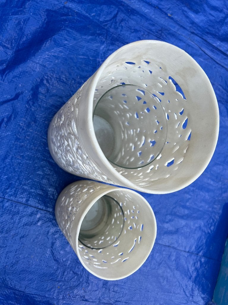 Witte hoge windlichten, Ophalen, Glas, Windlicht