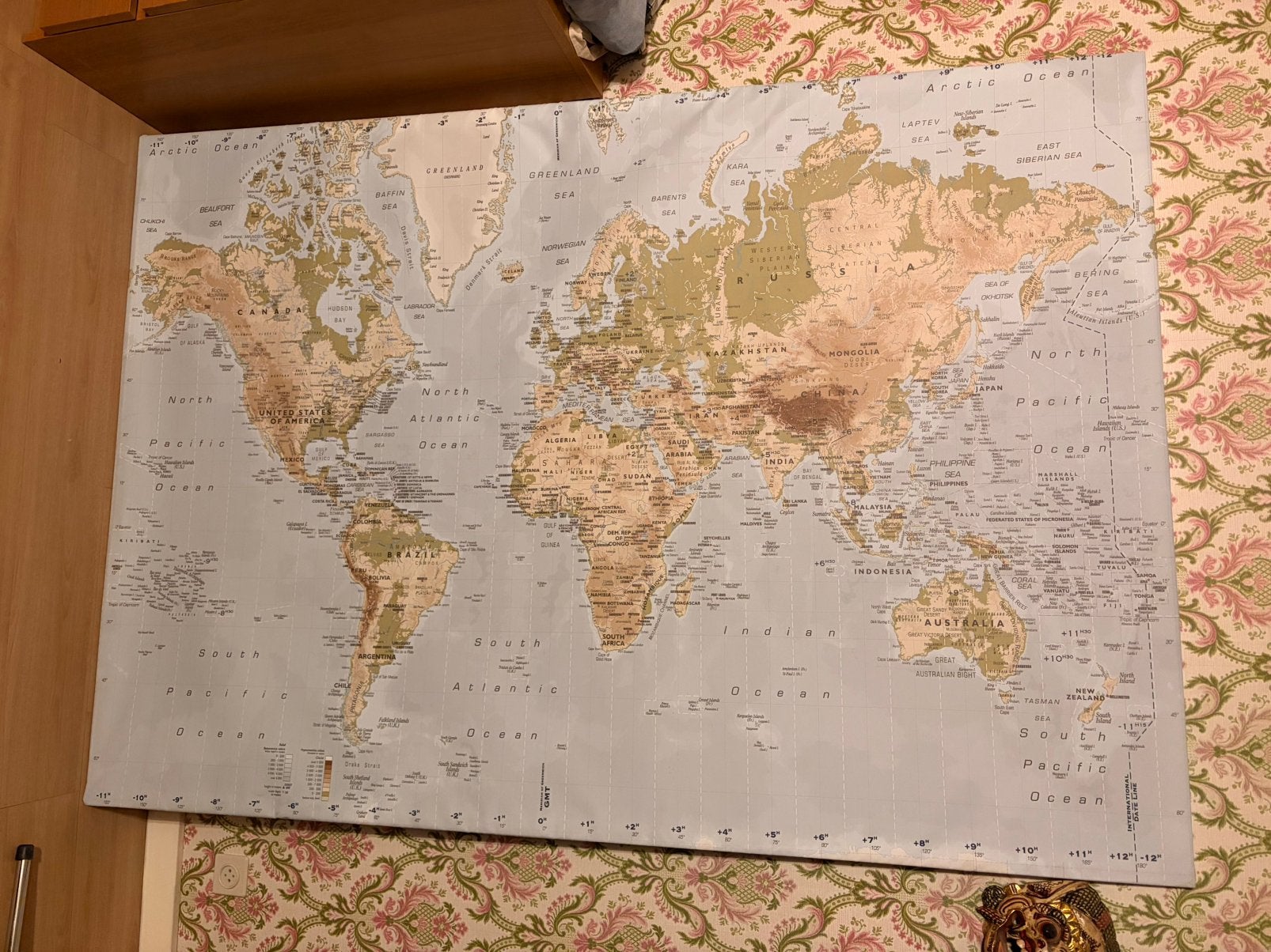 Wereldkaart 195x140, Ophalen, Zo goed als nieuw