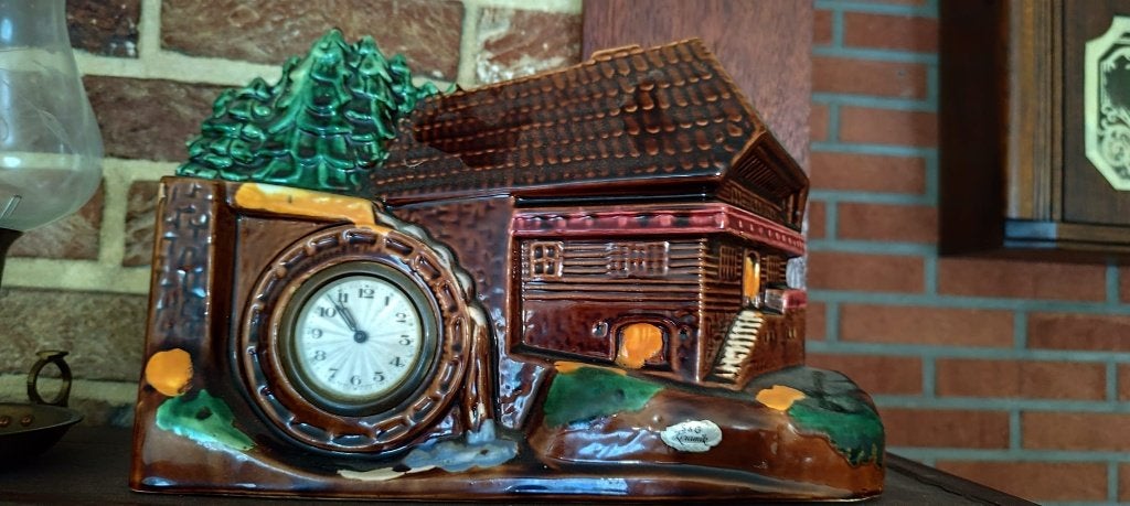vintage Duitse keramische mantelklok, Antiek en Kunst, Ophalen