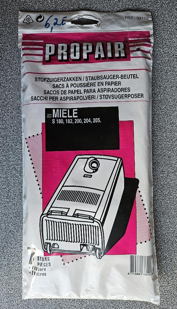 Lot de 6 sacs à aspirateur Miele - Marque Propair, Enlèvement ou Envoi, Neuf, Sac à poussière, Aspirateur