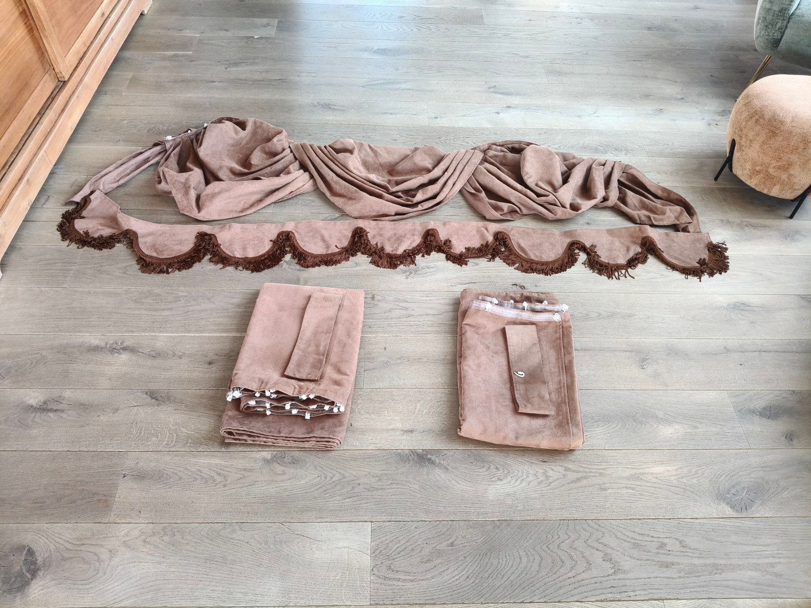Te koop: prachtige gordijnset in een warme oudroze/taupe kle, Auto's, Particulier, Te koop