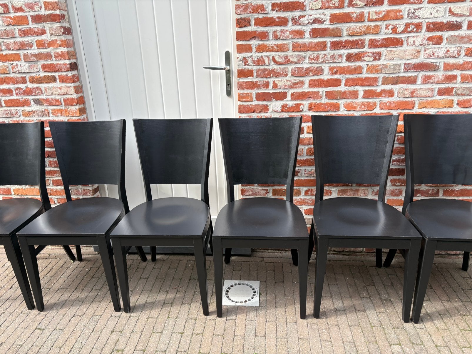 Stoelen hout zwart 6 stuks, Huis en Inrichting, Ophalen, Gebruikt, Zwart, Vijf, Zes of meer stoelen