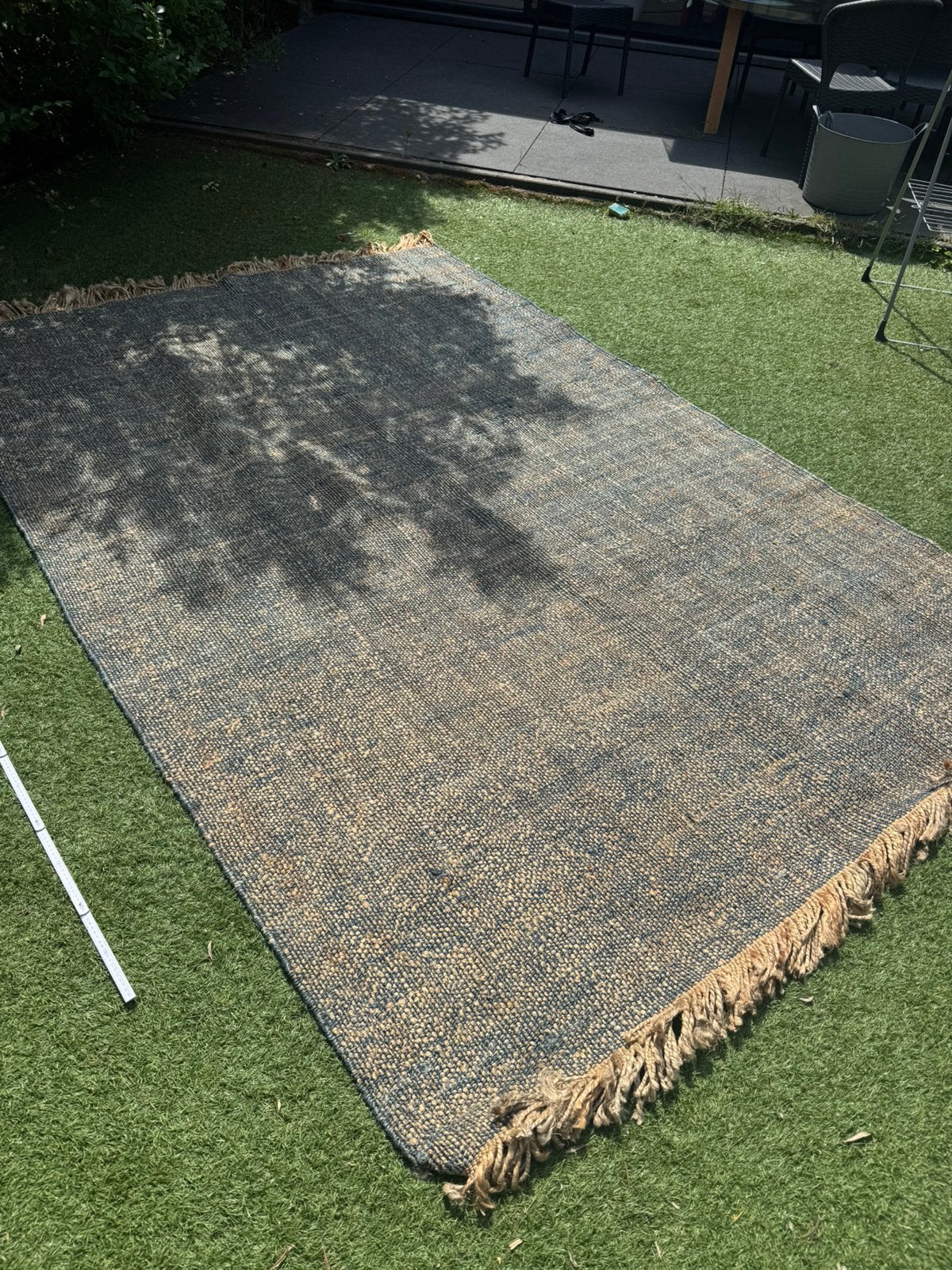 Design Tapijt in Jute met petrol groen 290 x 200 cm, Ophalen, 150 tot 200 cm, 200 cm of meer, Zo goed als nieuw