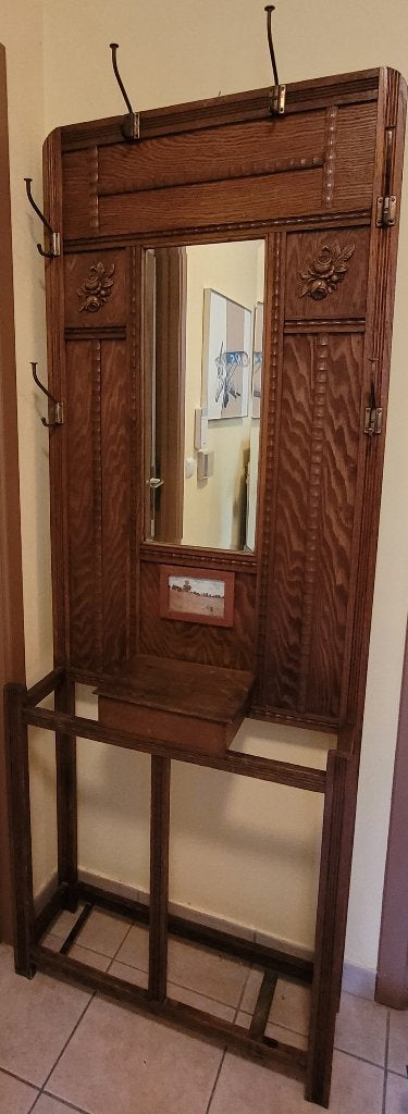 GRATUIT - Ancien porte-manteaux/gants/parapluies en bois, Maison & Meubles, Enlèvement, Utilisé, 100 à 150 cm, Bois