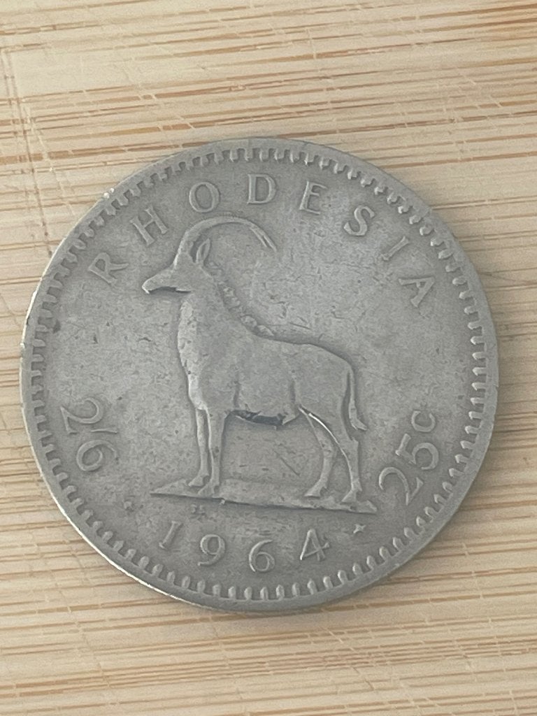 1964 Rhodesia 25 Cent - Elizabeth II - Historische munt, Enlèvement ou Envoi, Zimbabwe, Monnaie en vrac