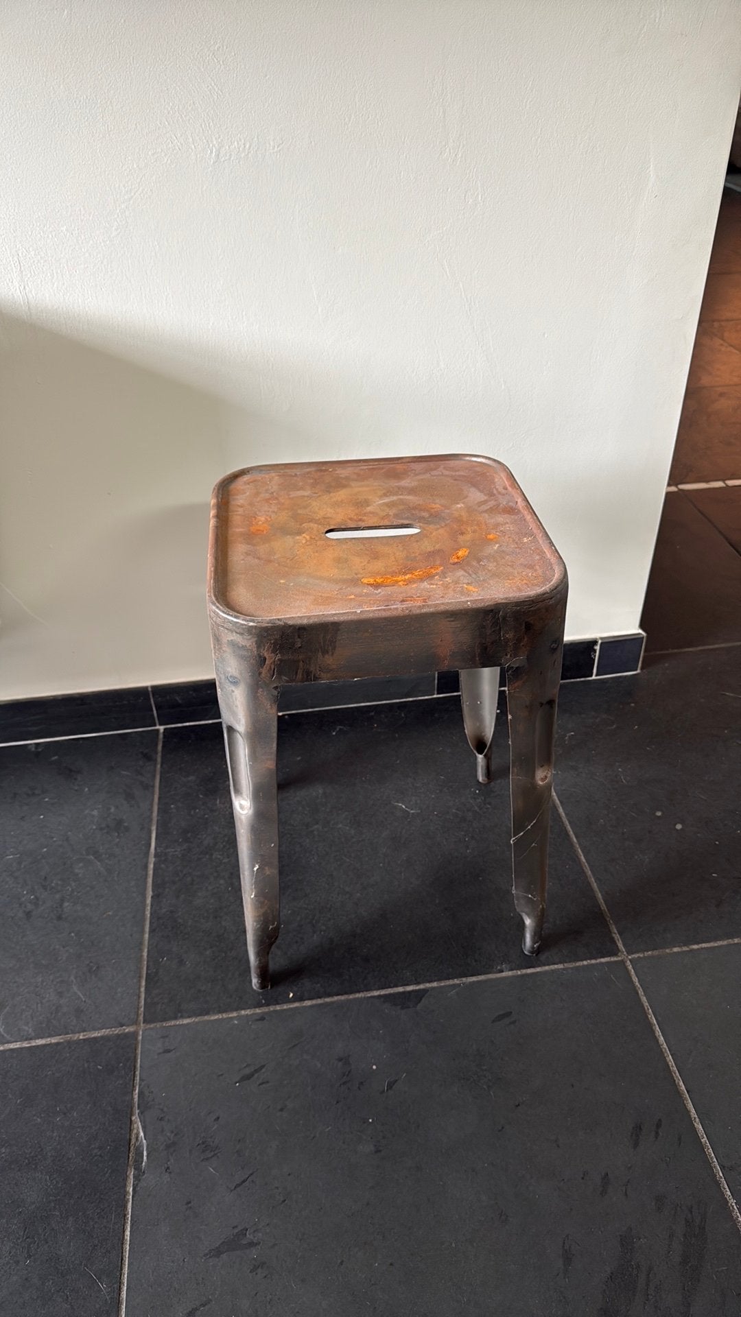Stabiele metalen kruk - industriële stijl, Ophalen, Gebruikt, Staal