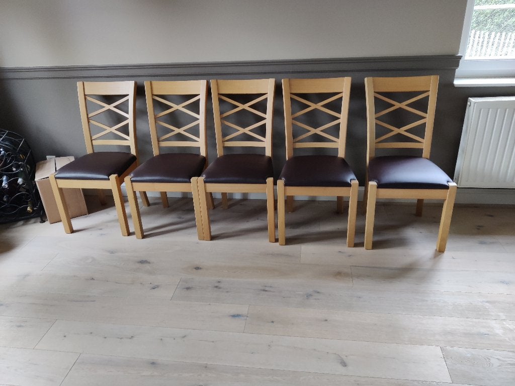 6 eetkamerstoelen zgan, Ophalen, Zo goed als nieuw