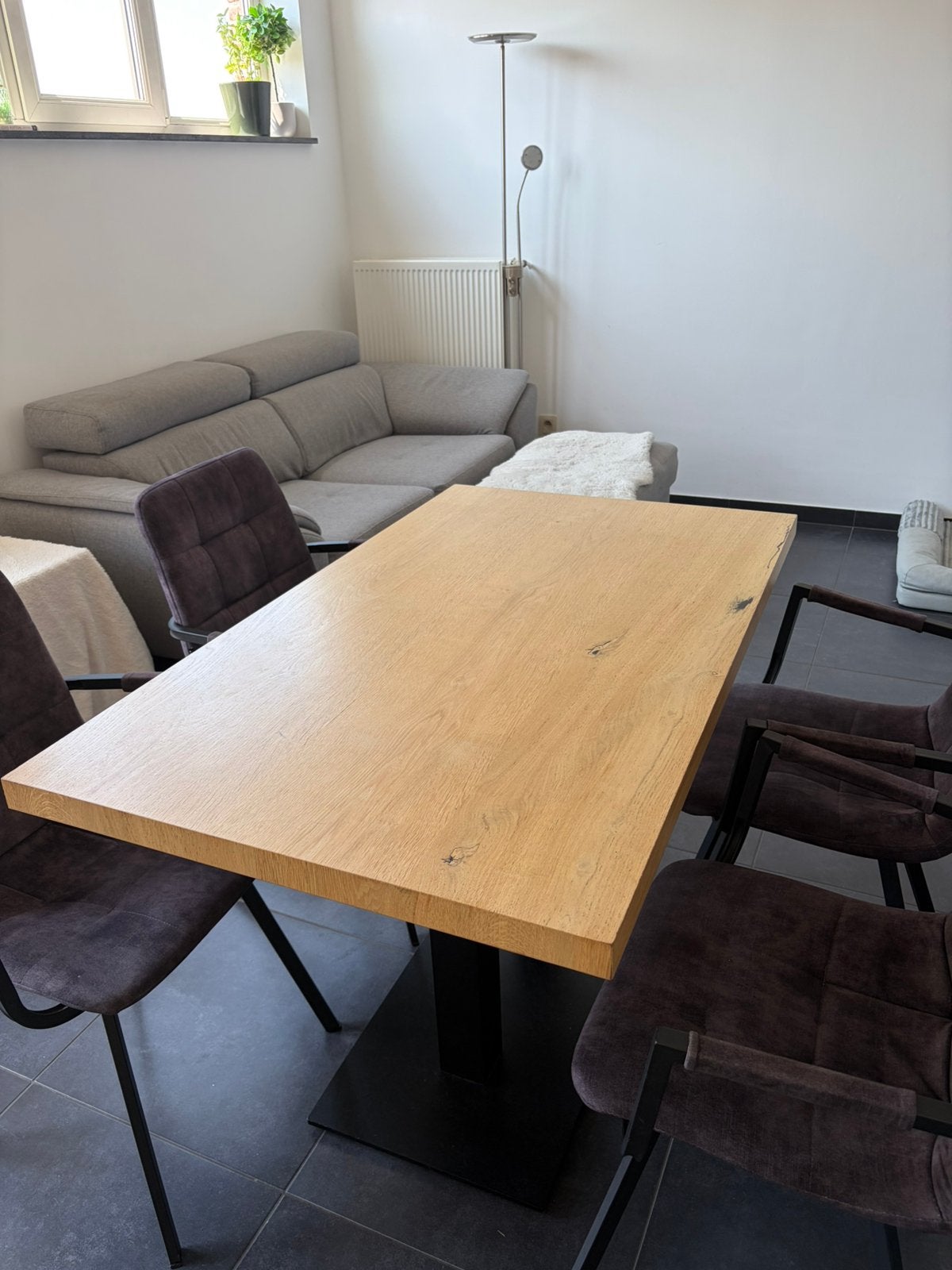 Stevige eettafel eikenfineer, Huis en Inrichting, Tafels | Eettafels, Ophalen, Gebruikt, 50 tot 100 cm, 100 tot 150 cm