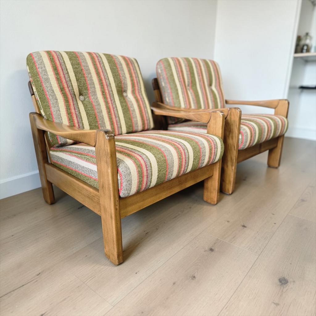 Ensemble de 2 sièges/fauteuils  vintage en bois, Enlèvement