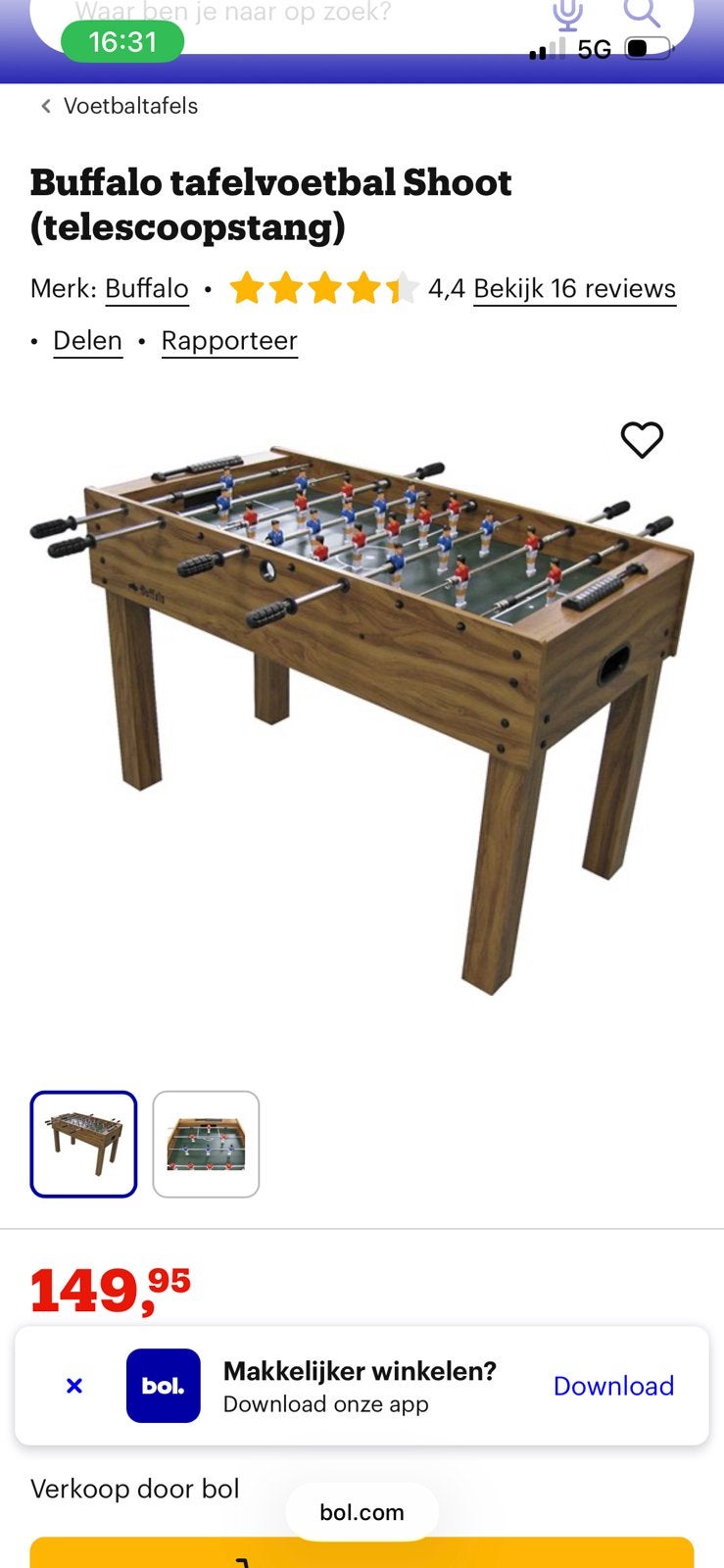 Tafelvoetbal nieuw in doos, Ophalen, Nieuw