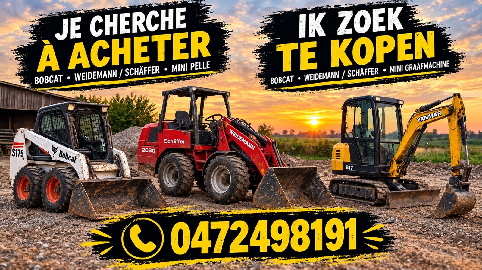 Cherche schaffer / weidemann etc, Articles professionnels, Enlèvement, Excavatrice