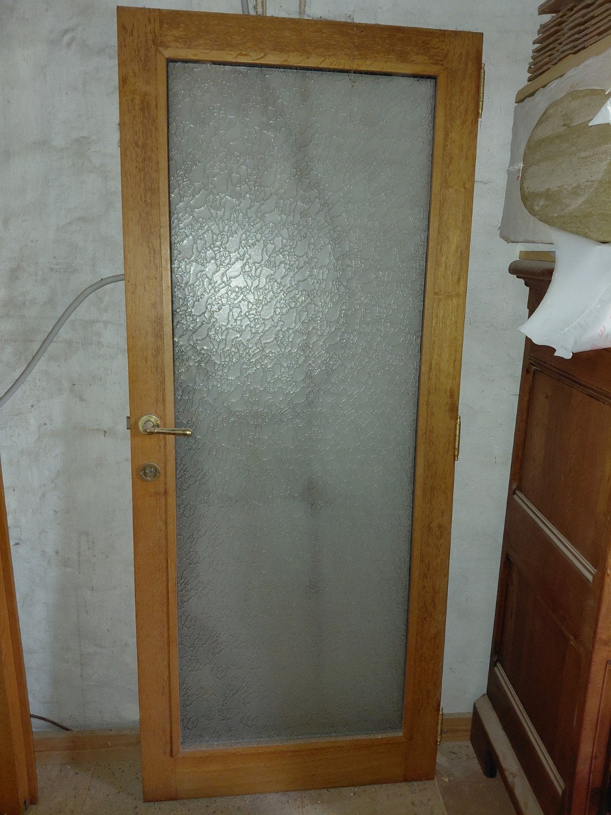 Eiken deur met geslepen glas, Ophalen, Glas