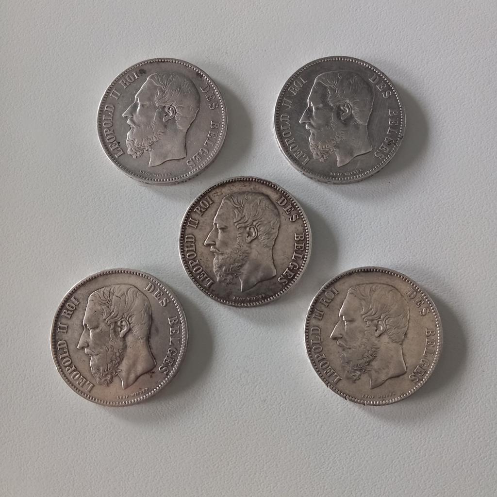 Zilver munten Leopold 2 België 1870/73/76, Postzegels en Munten, Munten | België, Ophalen of Verzenden, Zilver, Zilver