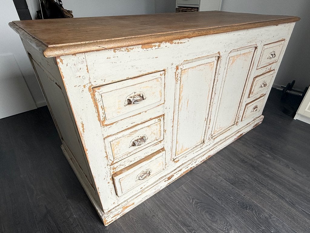 Unieke landelijke bureau/kast, Huis en Inrichting, Bureaus, Ophalen, Opbergruimte, Wit