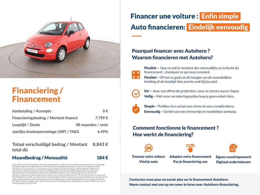 Fiat 500 1.2 Pop Star (année de construction 2016), Autos, Achat, 69 ch, Boîte manuelle, 115 g/km