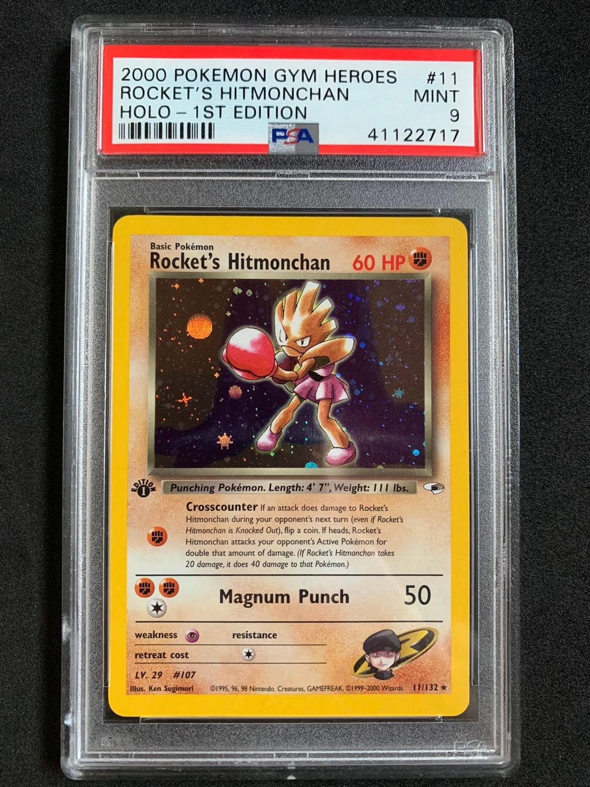 Pokemon Rocket’s hitmonchan 1st edition PSA 9, Ophalen of Verzenden, Zo goed als nieuw