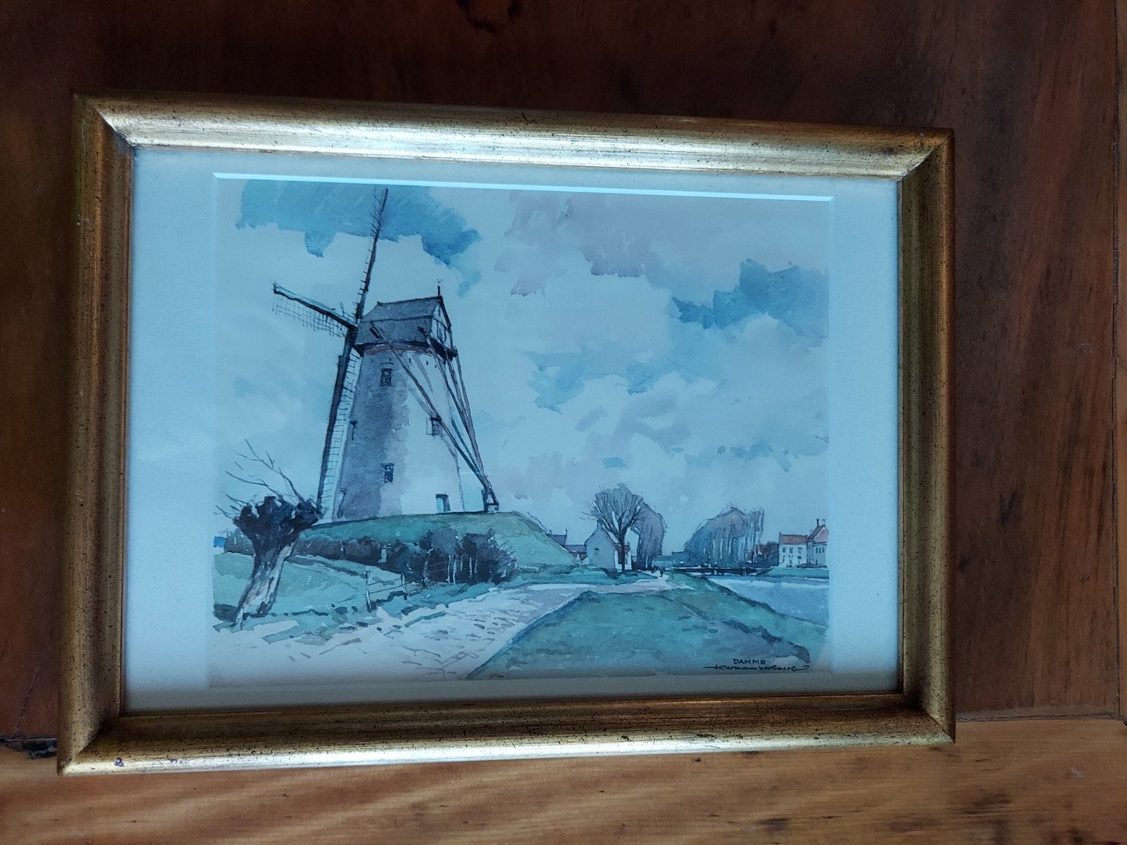 Aquarelle  Damme, Enlèvement ou Envoi, Tableau, Aquarelle, Sous verre