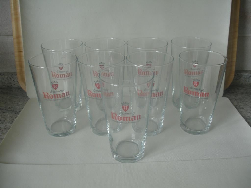 Roman bierglas boerke, 25cl, brij. Roman, nog 7 stuks, Ophalen of Verzenden, Zo goed als nieuw, Glas of Glazen, Overige merken