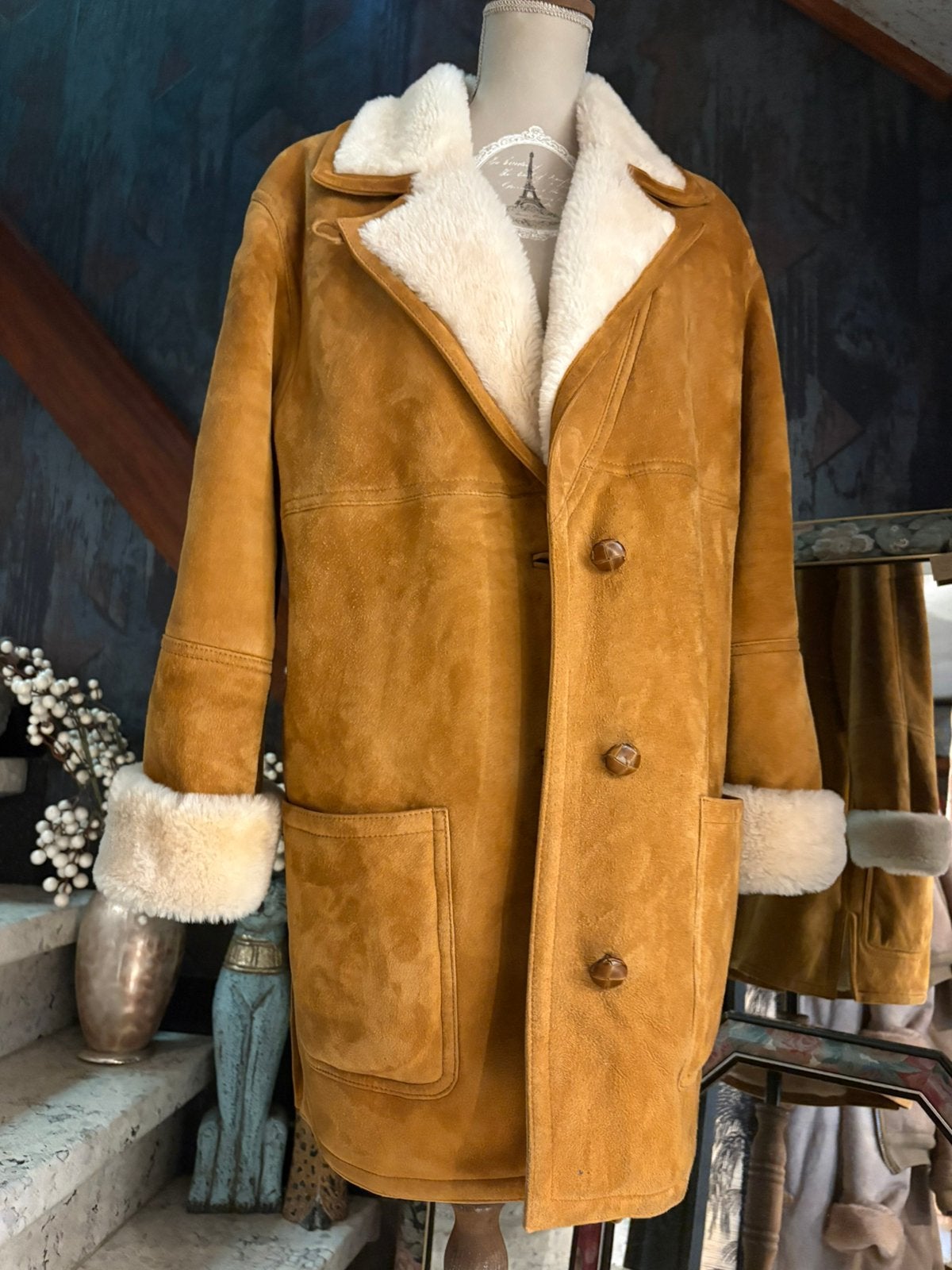 Vintage suède lammy coat (L/XL), Kleding | Dames, Ophalen of Verzenden, Zo goed als nieuw