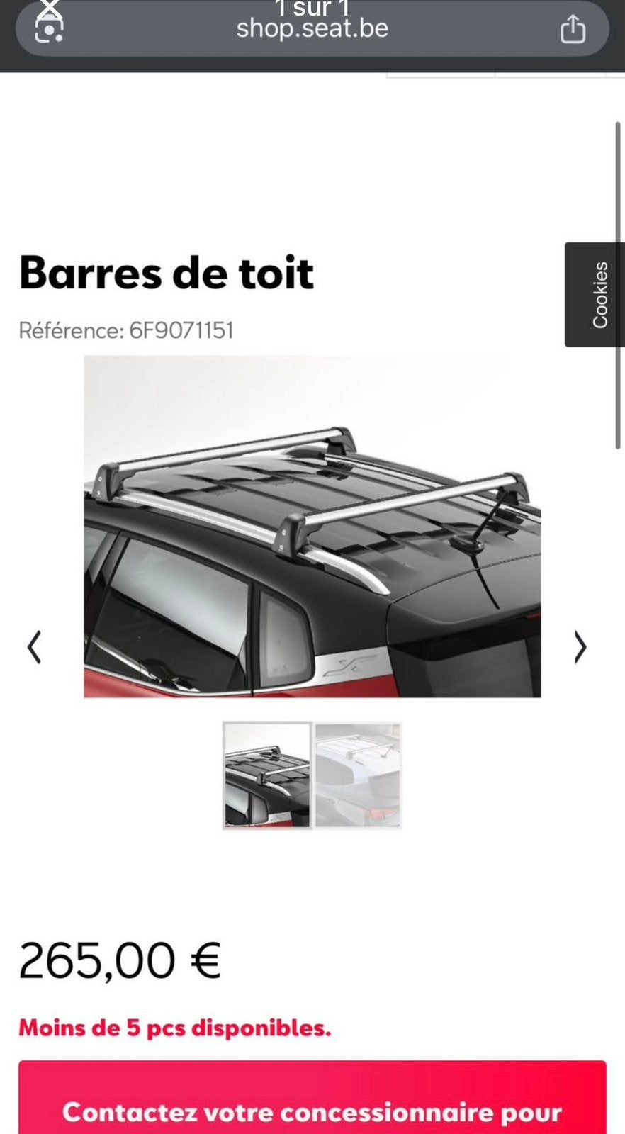 Barre de toit Seat Arona, Enlèvement, Comme neuf