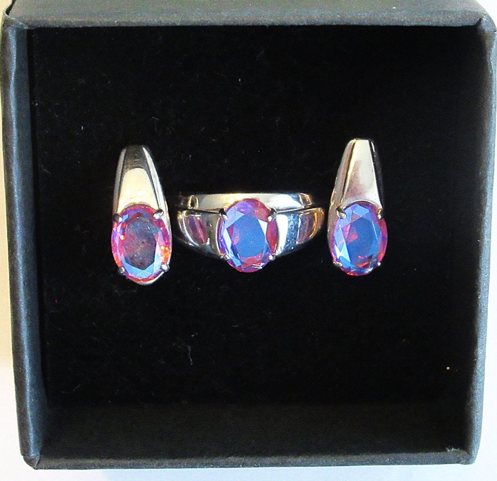 Ensemble de boucles d'oreilles vintage argent 925, anneau..., Enlèvement ou Envoi, Argent, Autres types