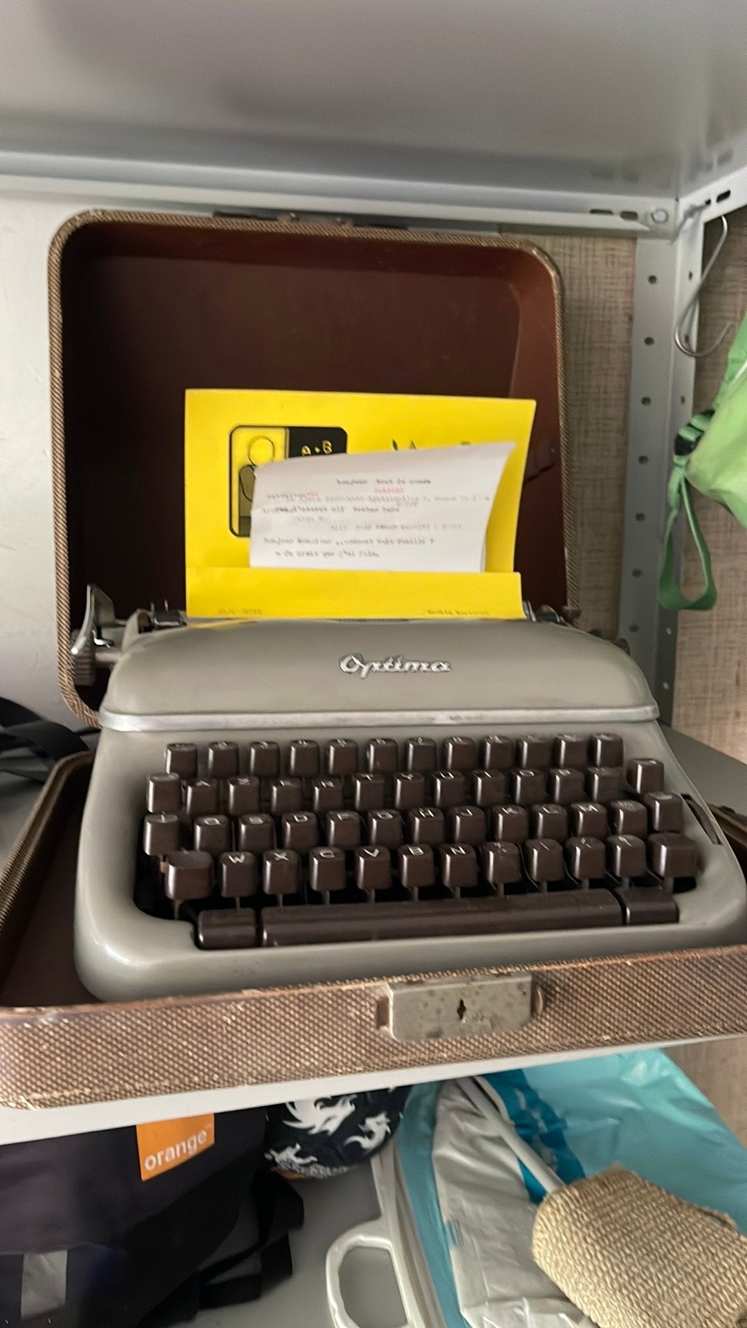Machine à écrire vintage Optima Elite 3 (Années 1950) + Étui, Enlèvement, Utilisé