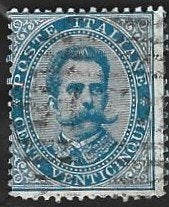 1 Postzegel Italië 1879 Koning Umberto I, Postzegels en Munten, Postzegels | Europa | Italië, Ophalen of Verzenden, Gestempeld