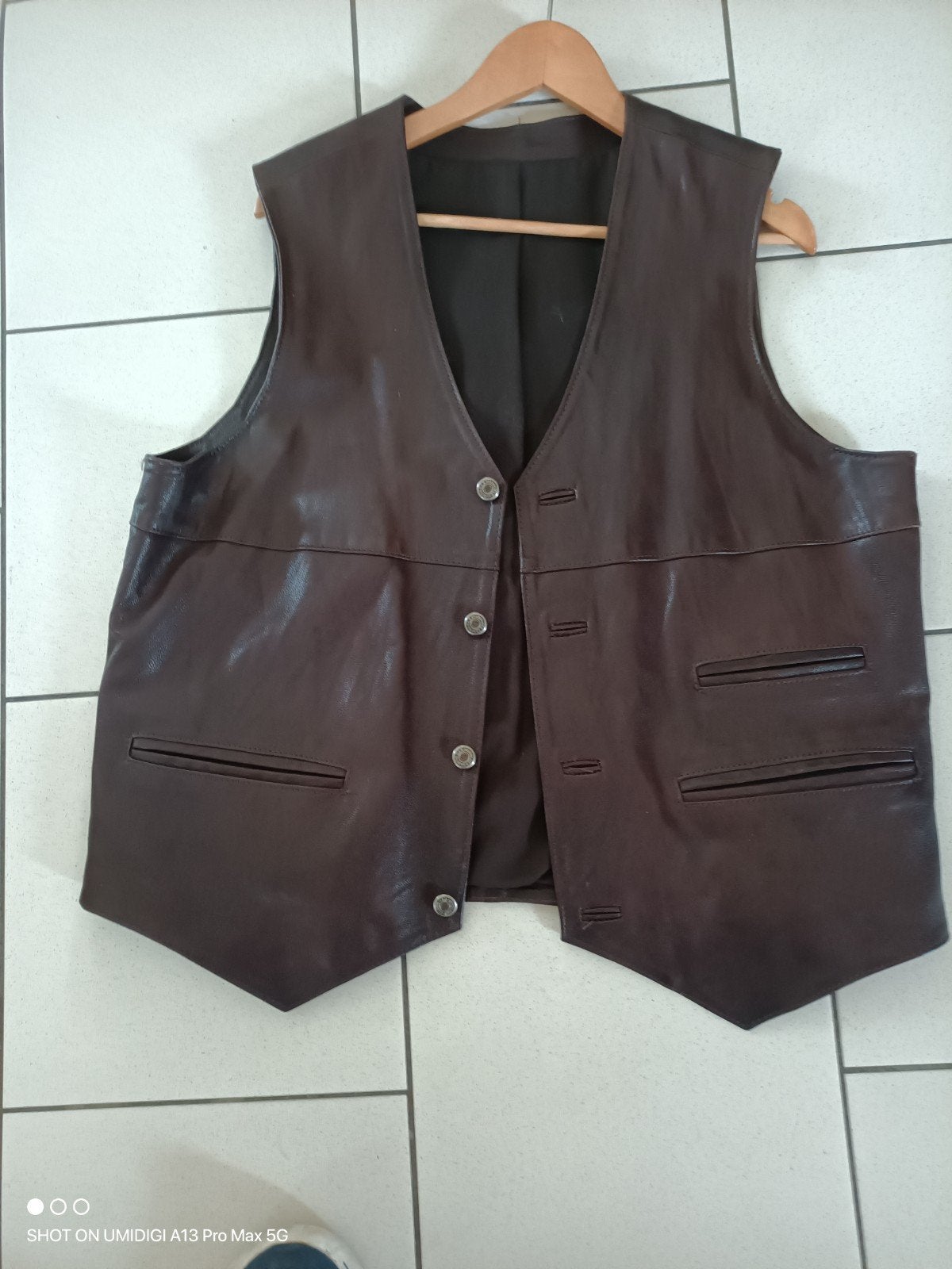 lederen heren gillet, Kleding | Heren, Bodywarmers, Ophalen of Verzenden, Zo goed als nieuw, Maat 56/58 (XL), Bruin