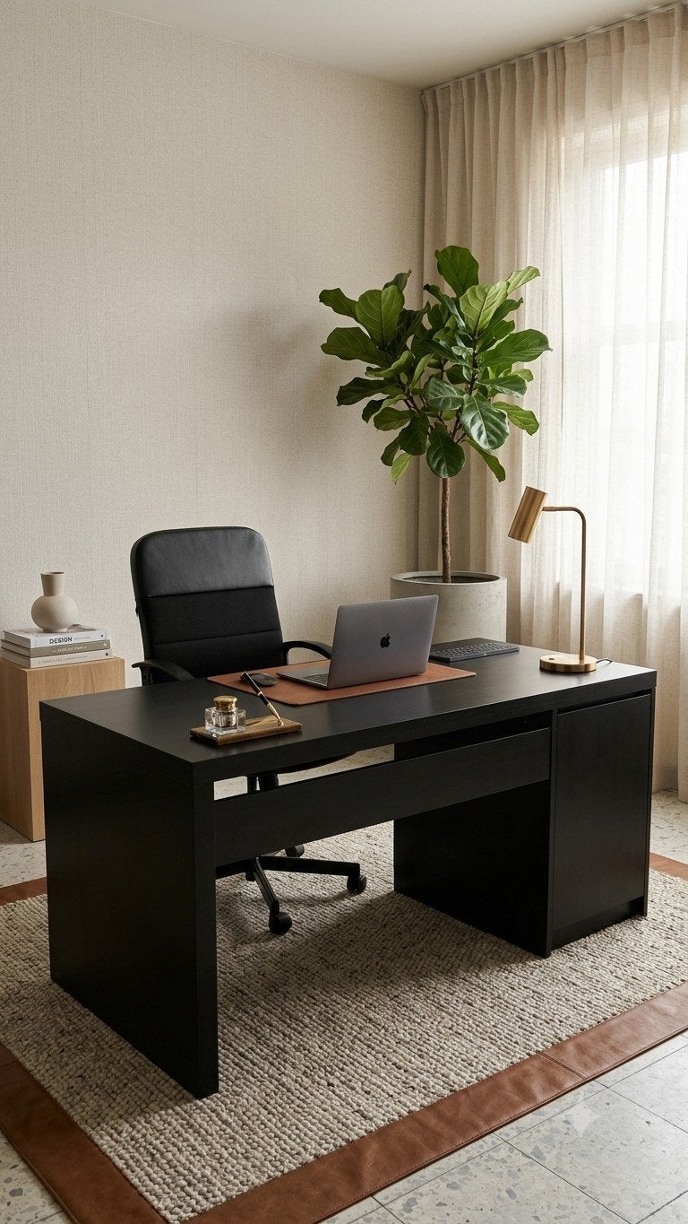 Bureau de Direction noir + Chaise Ergonomique à Roulette