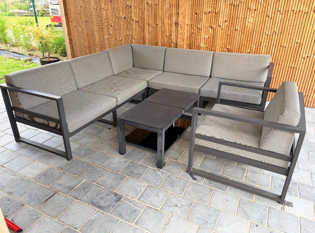 Lounge set inc. Tafel en beschermhoes, Ophalen, Gebruikt, Aluminium, 8 zitplaatsen