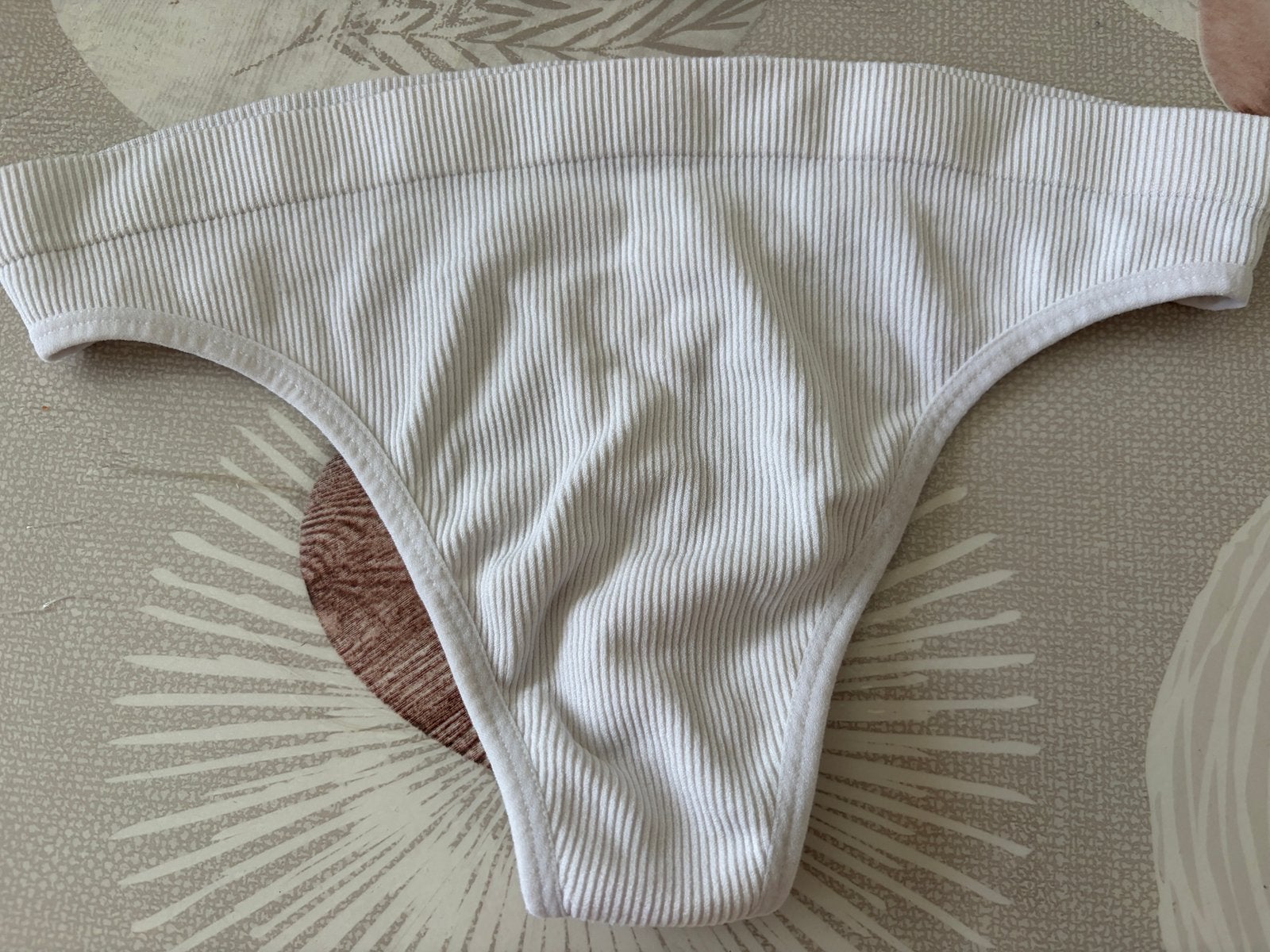 Witte geribbelde katoenen string van S/M in cocooning, Kleding | Dames, Ondergoed en Lingerie, Ophalen of Verzenden, Wit, String