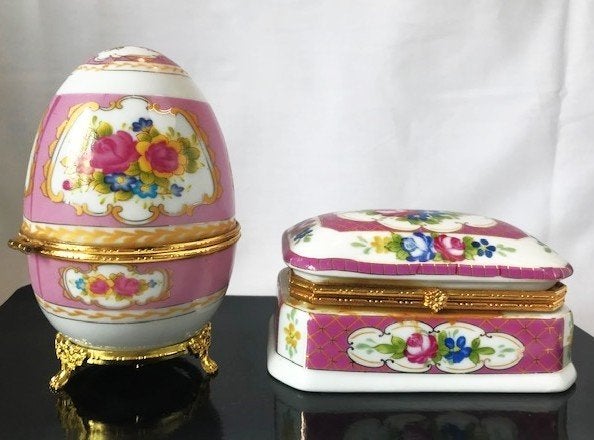 Antiek Saxe Neundorf porcelain Œuf et boîte😍💑🎁👌, Antiquités & Art, Enlèvement ou Envoi