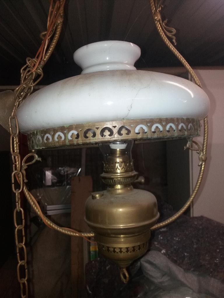 antieke olielampluchter in geel koper, Antiek en Kunst, Ophalen