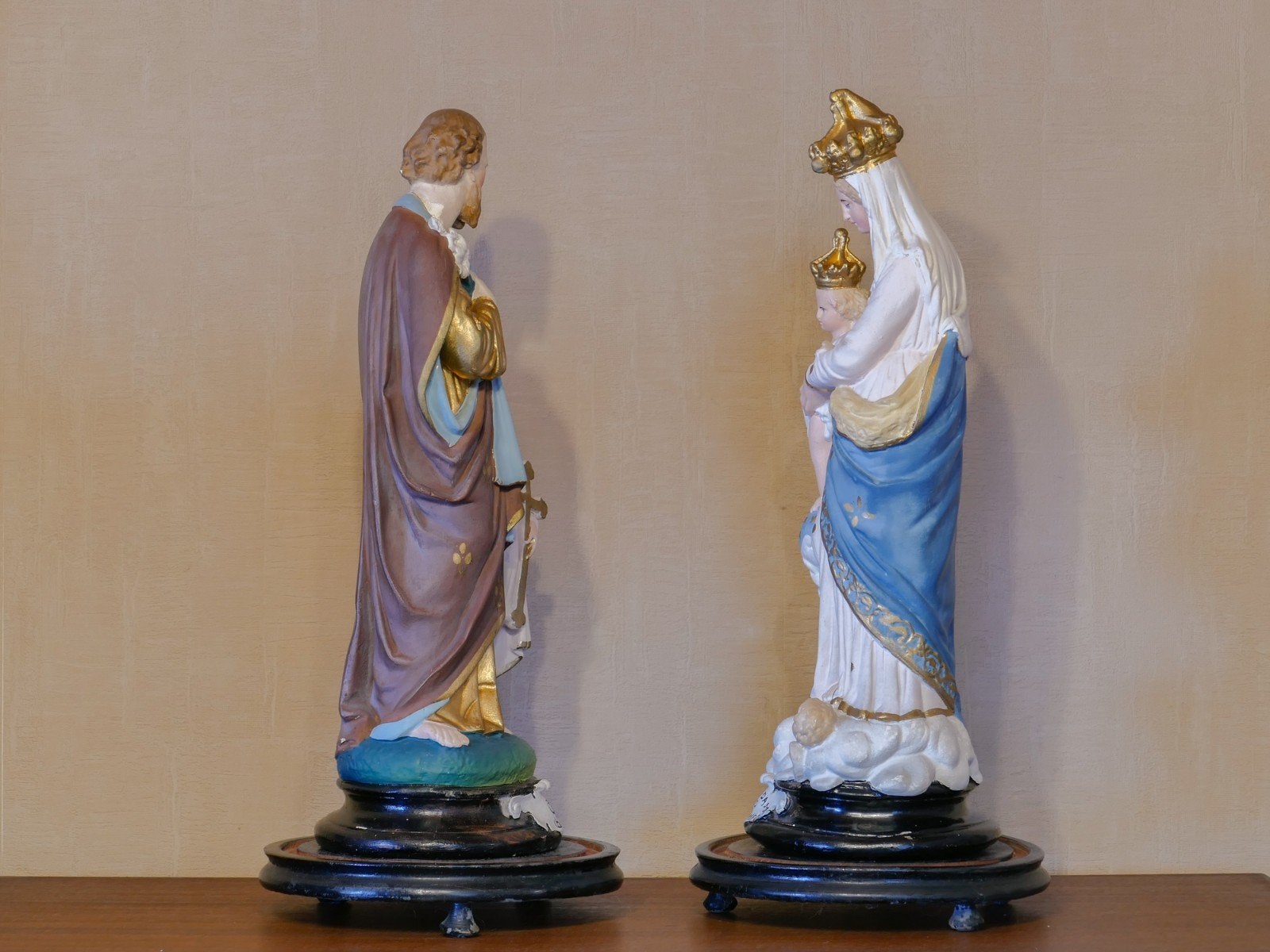 Prachtig Antiek Set Devotiebeelden onder Stolp (ca. 1900), Ophalen