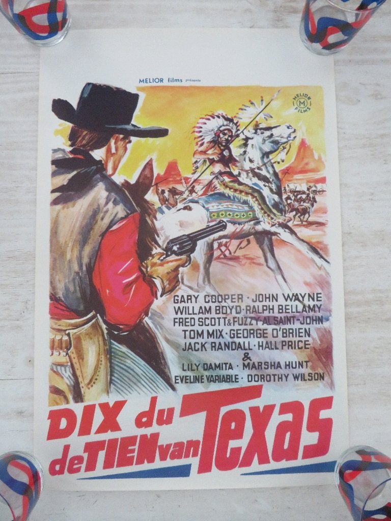 1961 Film poster de tien van Texas John Wayne Gary Cooper, Collections, Envoi, Comme neuf, Cinéma et TV