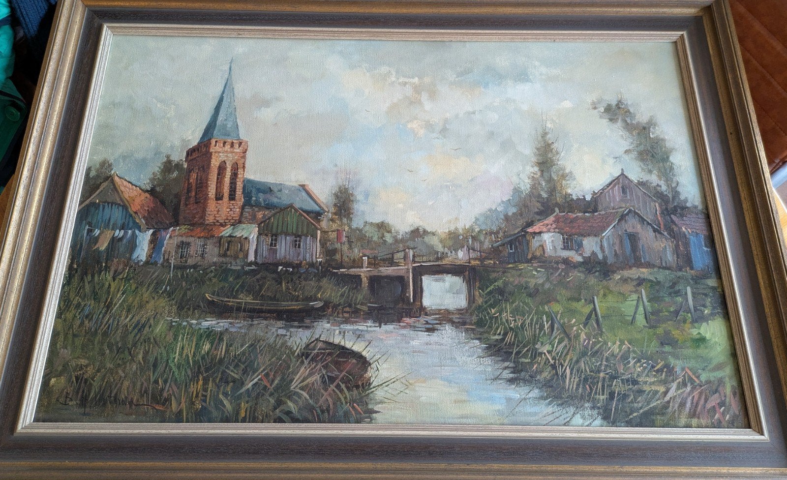 Olieverfdoek B. Slotman (1939 Rotterdam), Antiquités & Art, Enlèvement