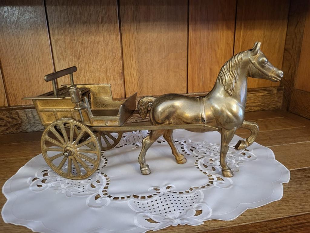 2 paard met koets in koper, Antiek en Kunst, Antiek | Brons en Koper, Koper, Ophalen