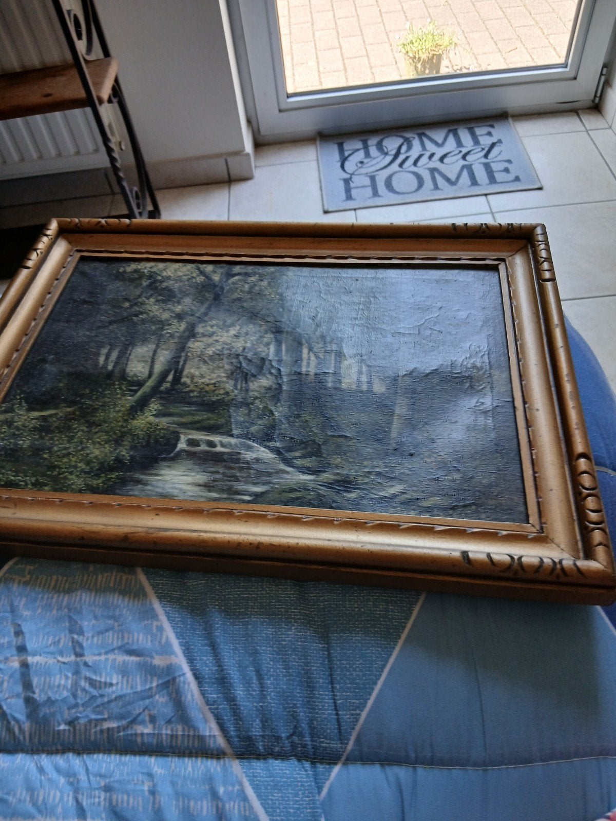 Klein schilderij op doek, Ophalen