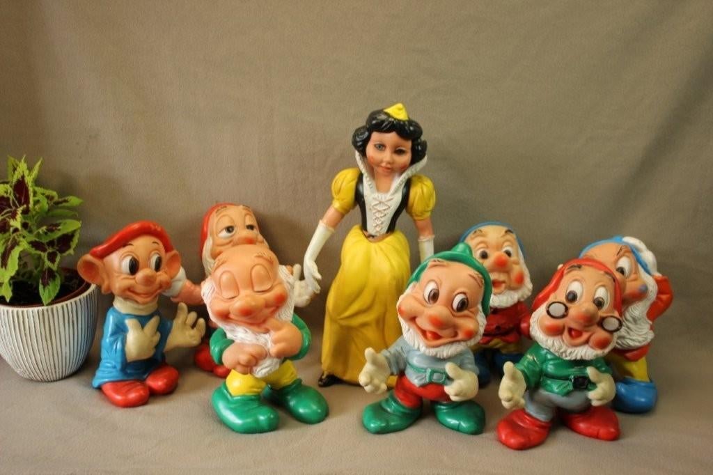 Vintage pieppoppen Sneeuwwitje en de 7 dwergen, Ophalen of Verzenden, Gebruikt